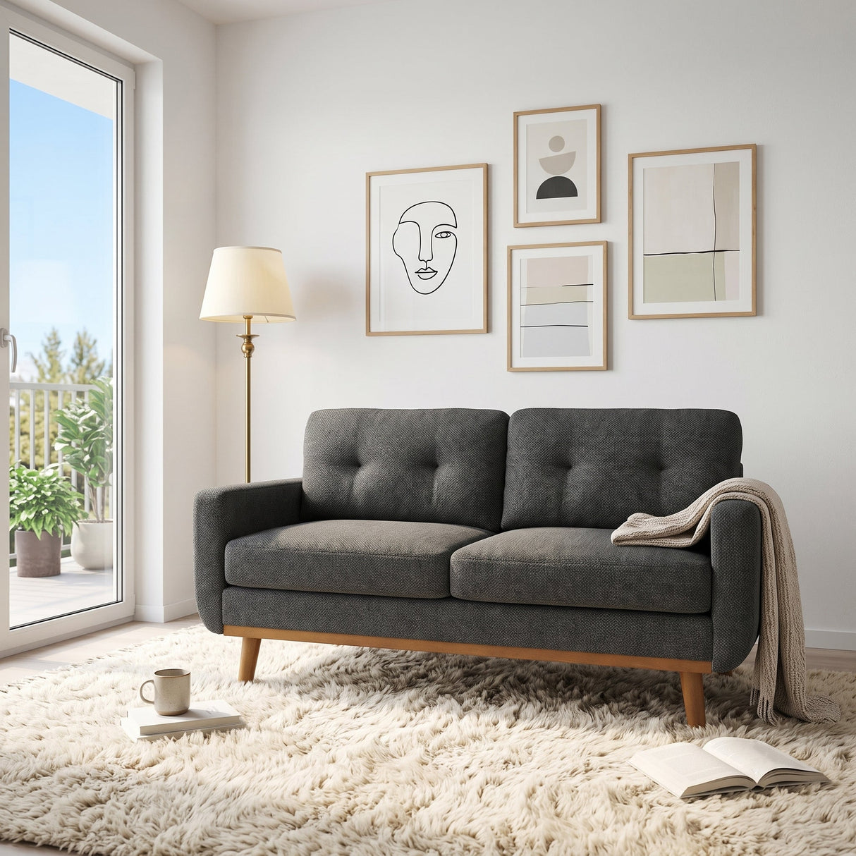 65-Inch Modern Minimalist Two-Seater Sofa