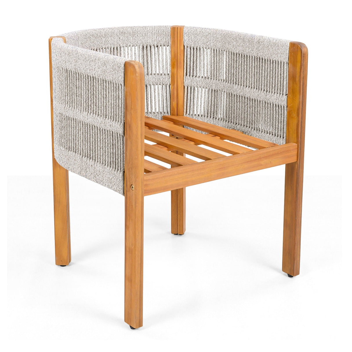 Outdoor Dining Chairs & Rope Handles (Set of 2) - Beige / Teak
