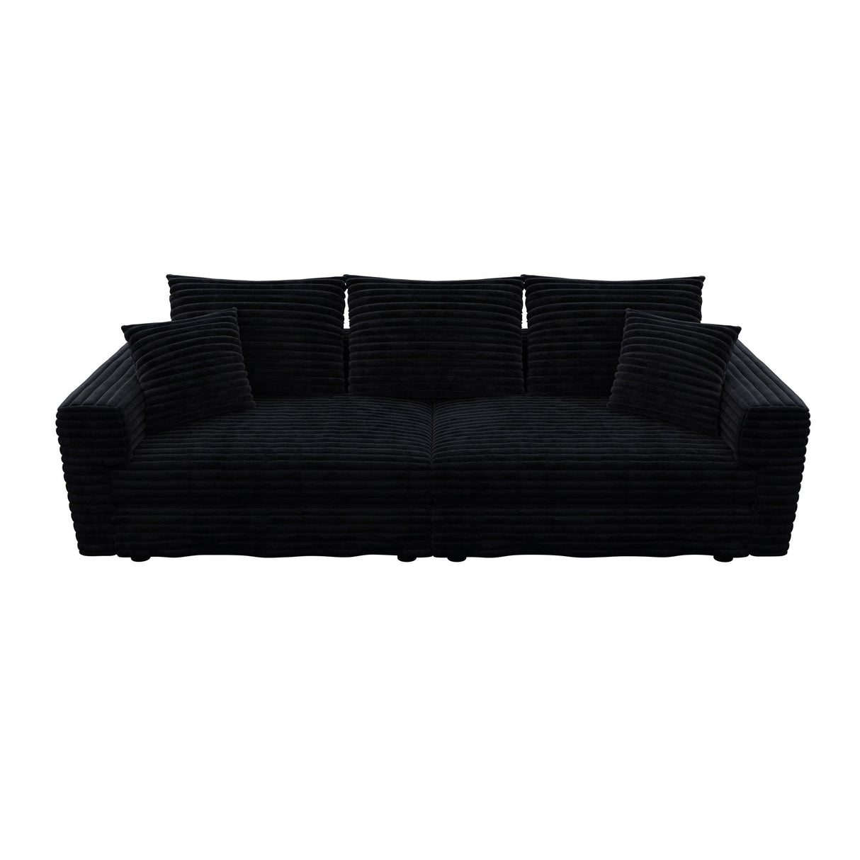 Deep Seat Convertible Sofa With Soft Pillows And Ottomans