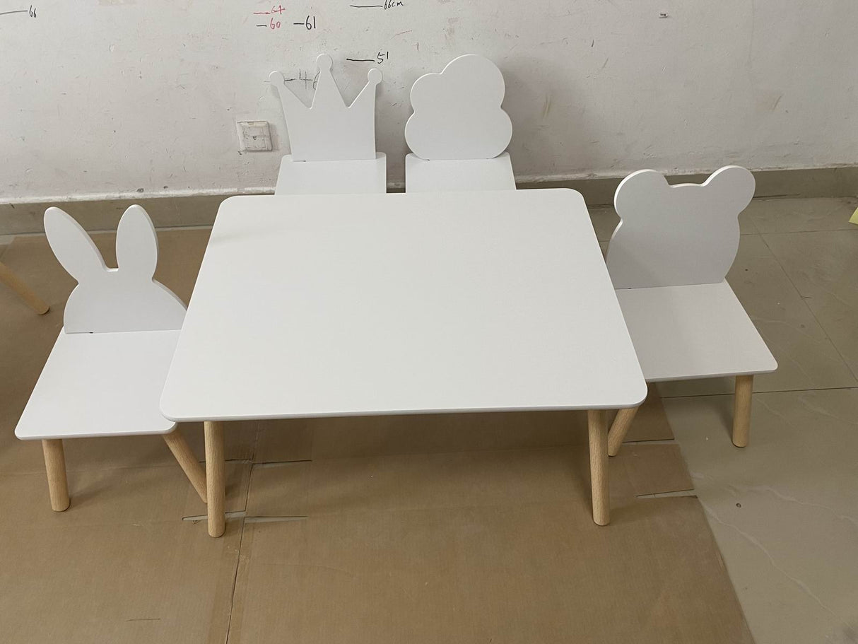 Big Kids Table and 4 Chairs Set, 5 Pieces Toddler Table and Chair Set