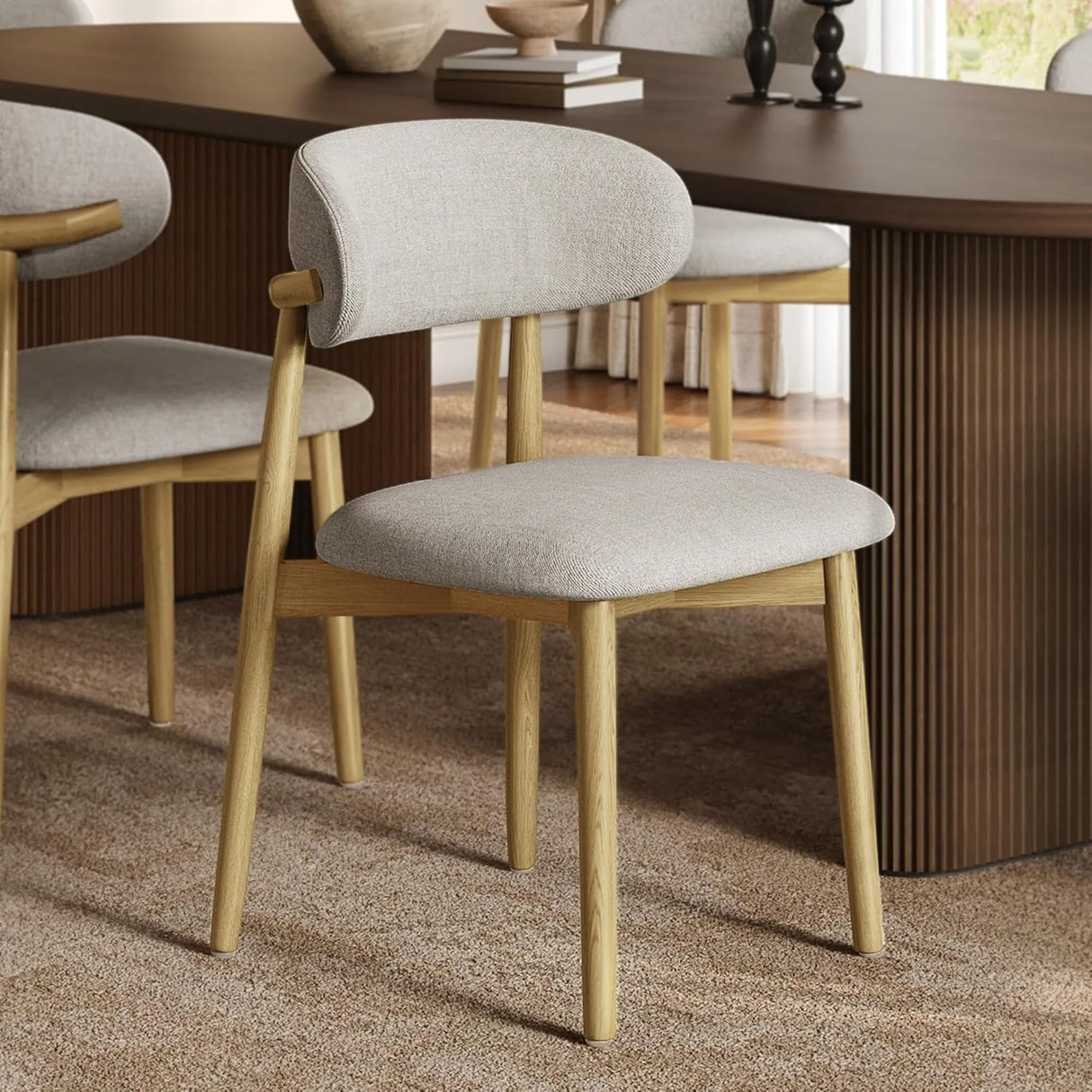 Set of 2 Solid Ash Wood Dining Chairs