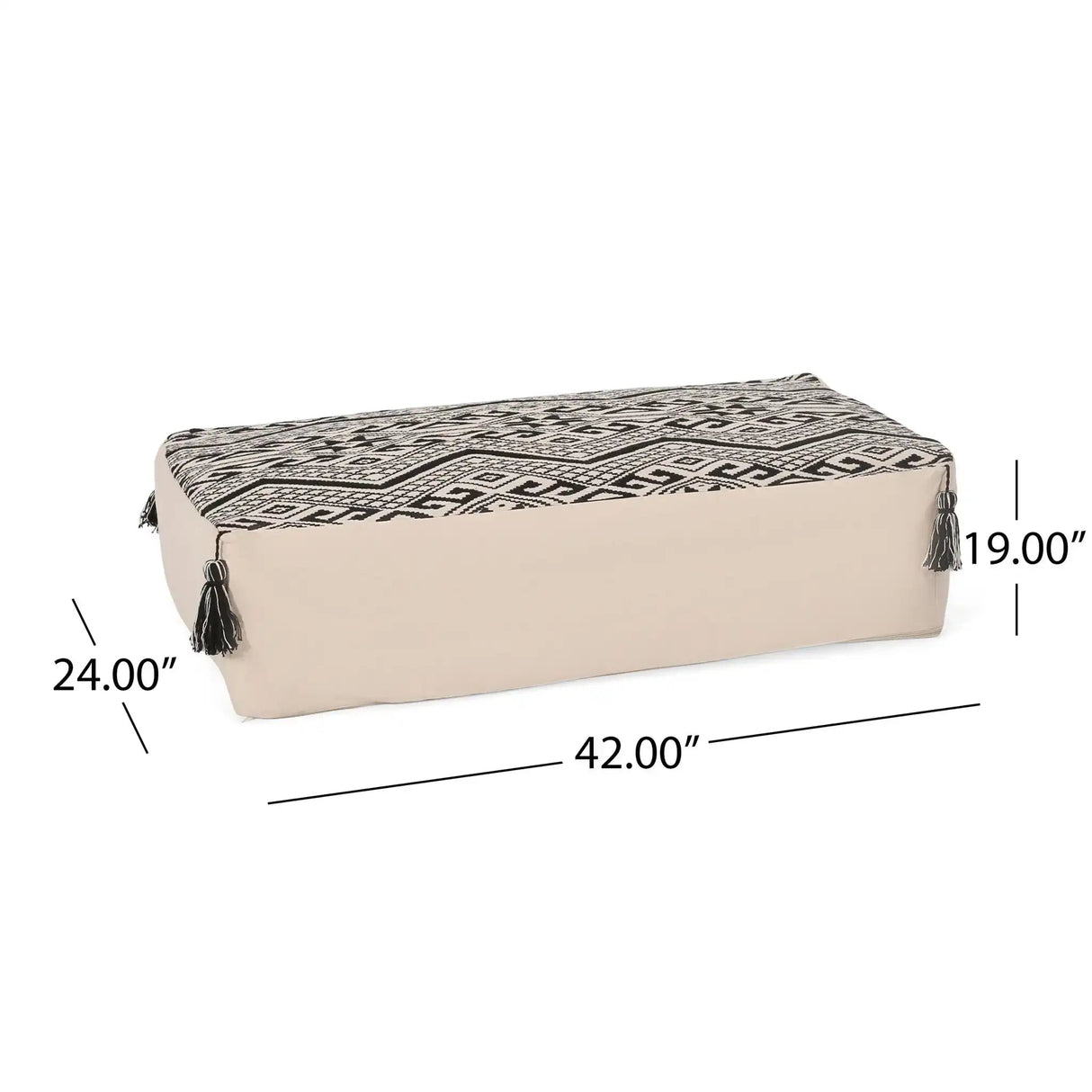 Kiki Rectangular Pouf Ottoman Floor Cushion Natural Black