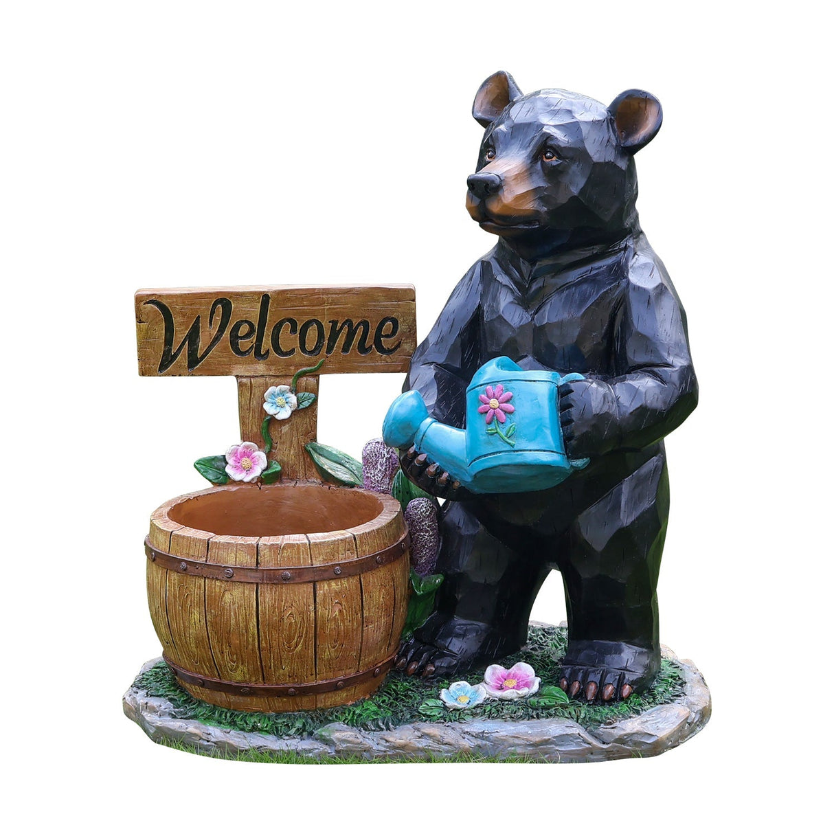 Outdoor Garden Sculpture Bear Flower Pot Planter