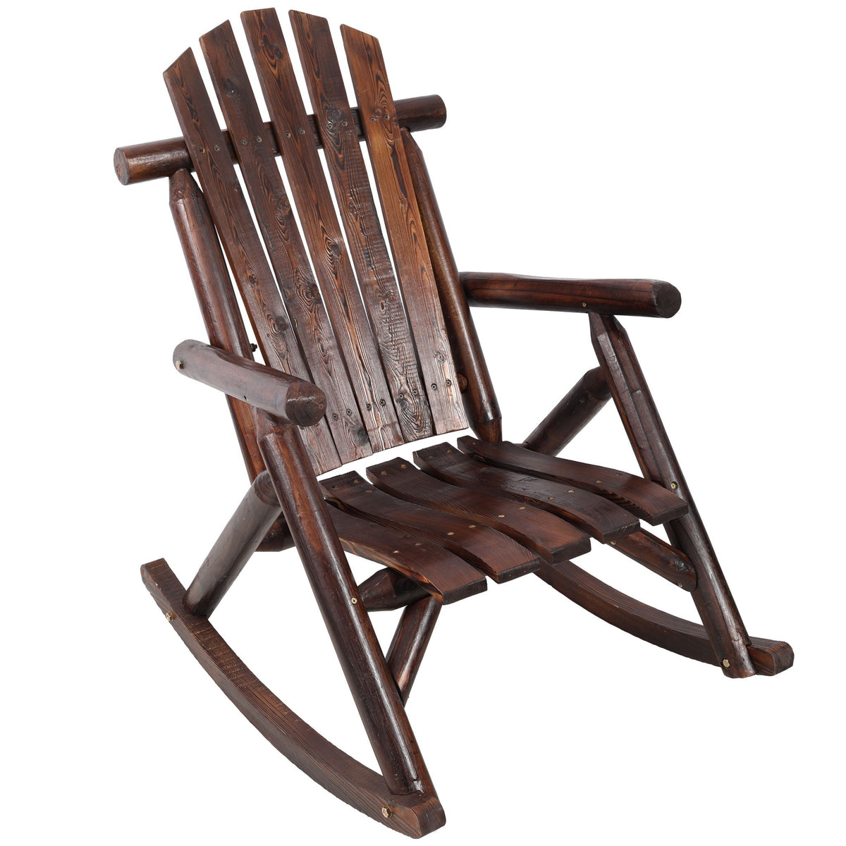 Durable Wooden Porch Rocker, Fir Log Rocking Chair