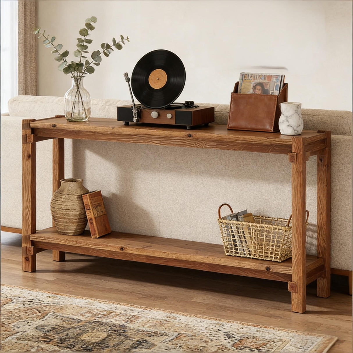 Couch Side Table, Console Table, Entryway Table, 2-Tier Foyer Table
