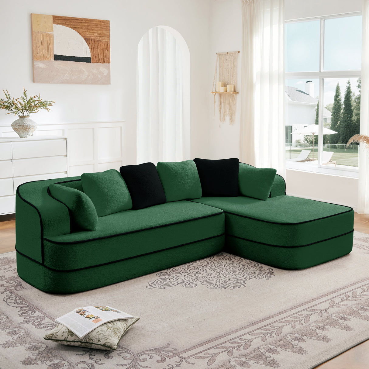 106" Teddy Fabric Boneless Sofa