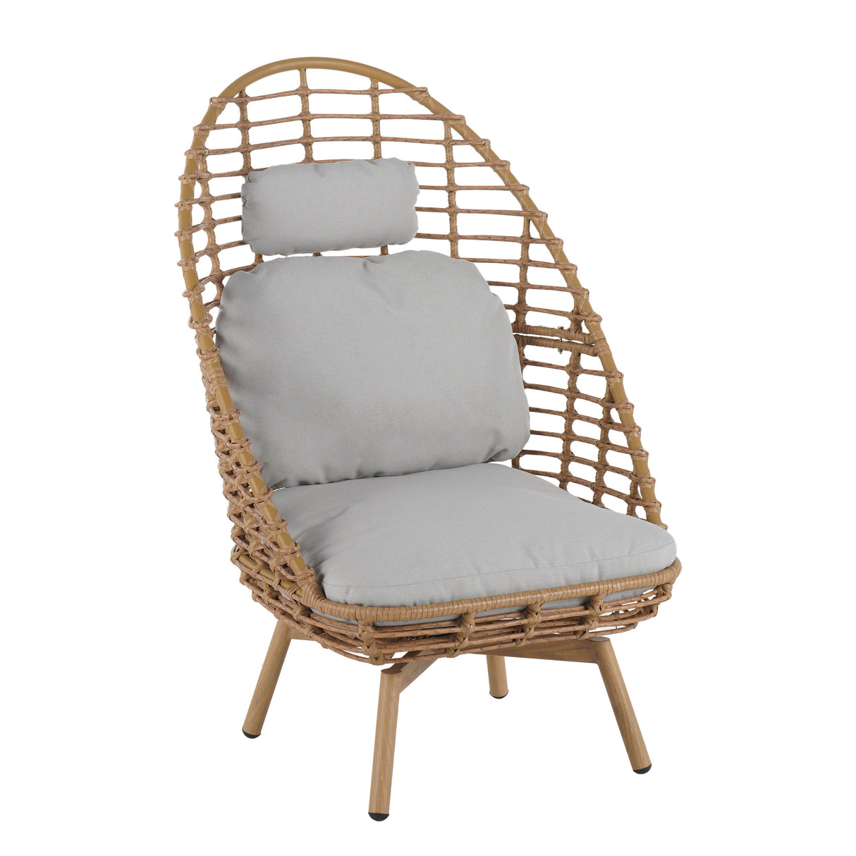 Ellis Outdoor Wicker High-Back Swivel Lounge Chair