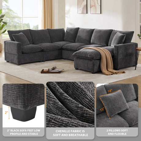 The Gwen Seven-Seat Modular Chenille Sectional