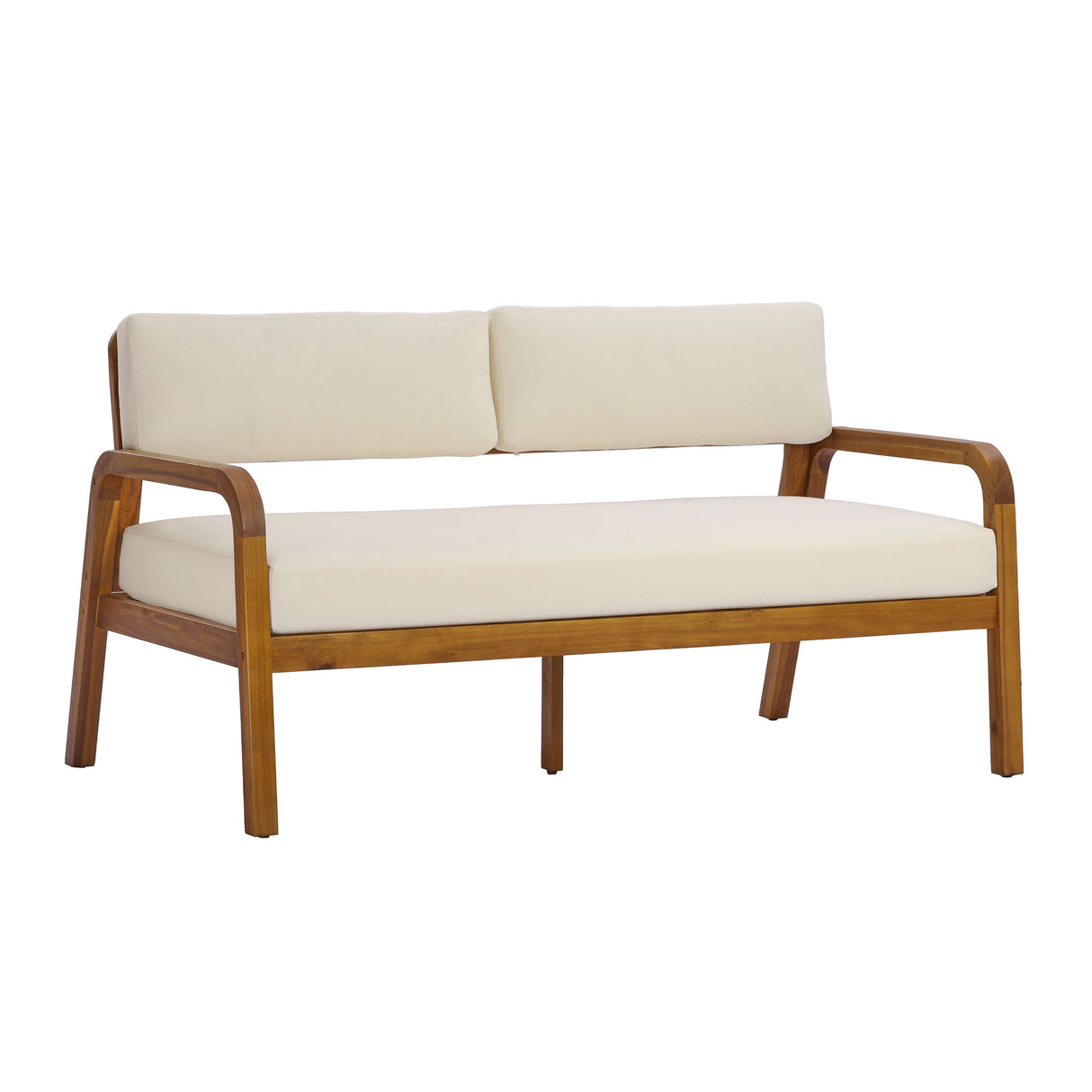2 Pieces Outdoor Sofa Set with Cushions - Teak