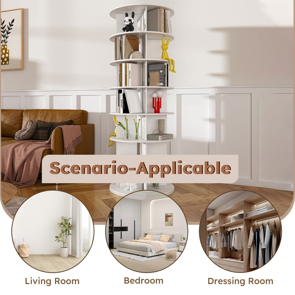 6 Tier Spinning Shoe Rack with 360° Revolving Organizer - White