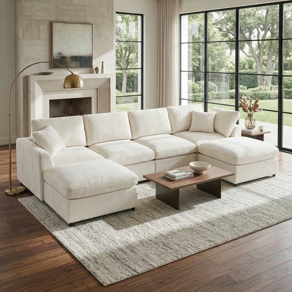 U-Style 130.3" 6-Seater Modular Sectional Sofa