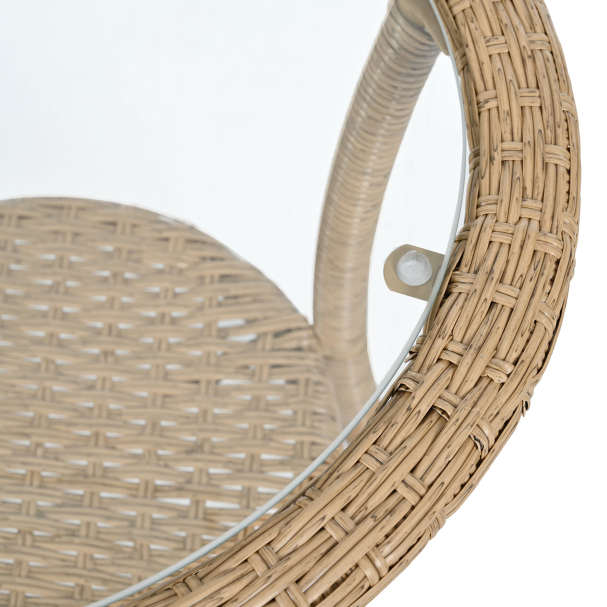 U_STYLE Outdoor Leisure Set with 2 Rattan Chairs & Glass Table