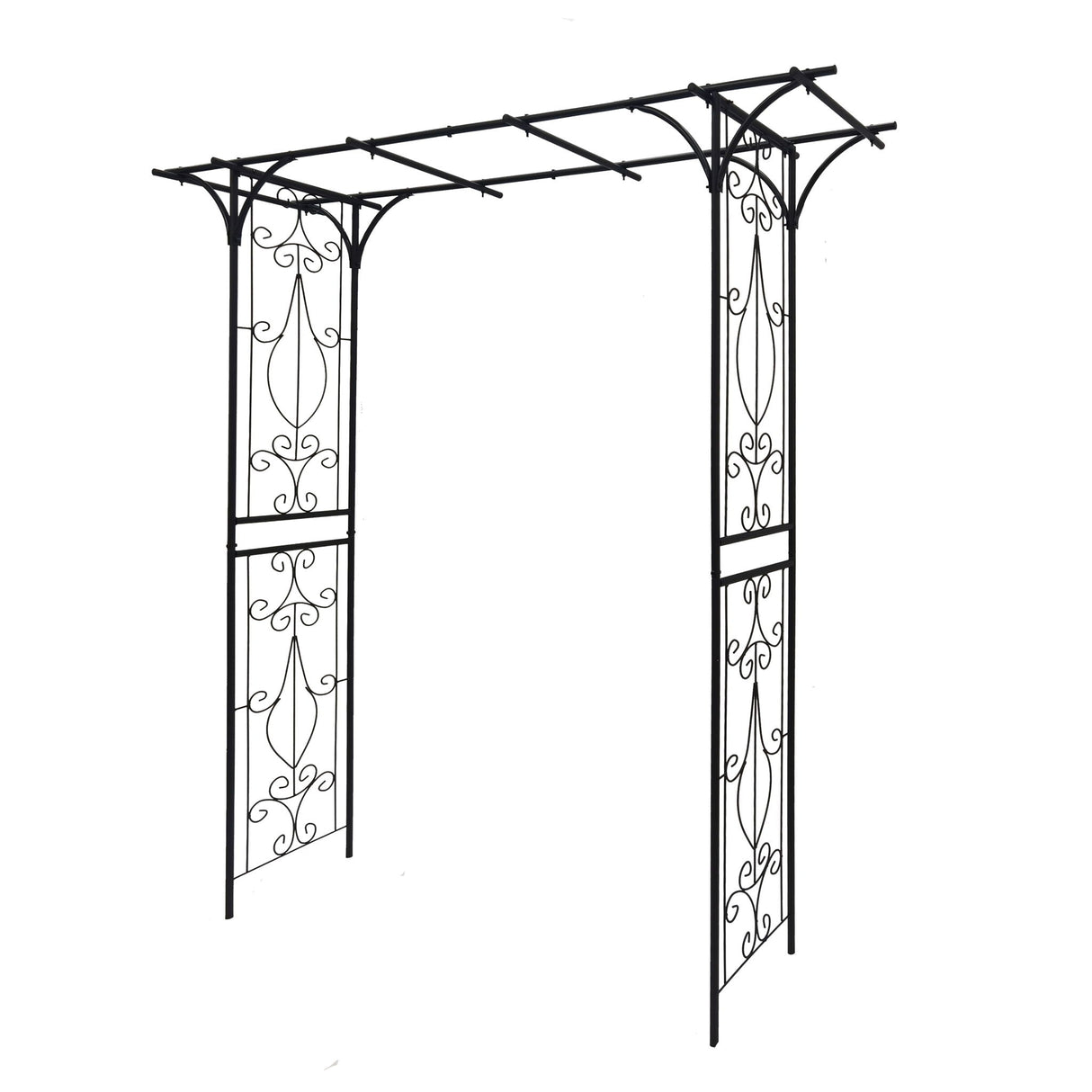 Metal Garden Arch Climbing Plants Support Rose Arch Outdoor - Black