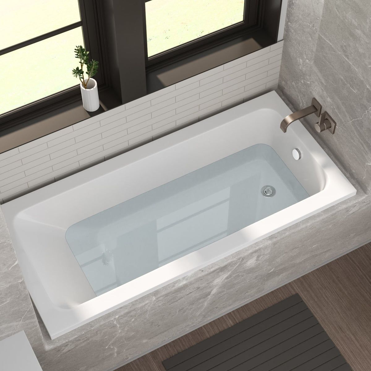 66-Inch Acrylic Built-In Soaking Tub with Glossy Finish