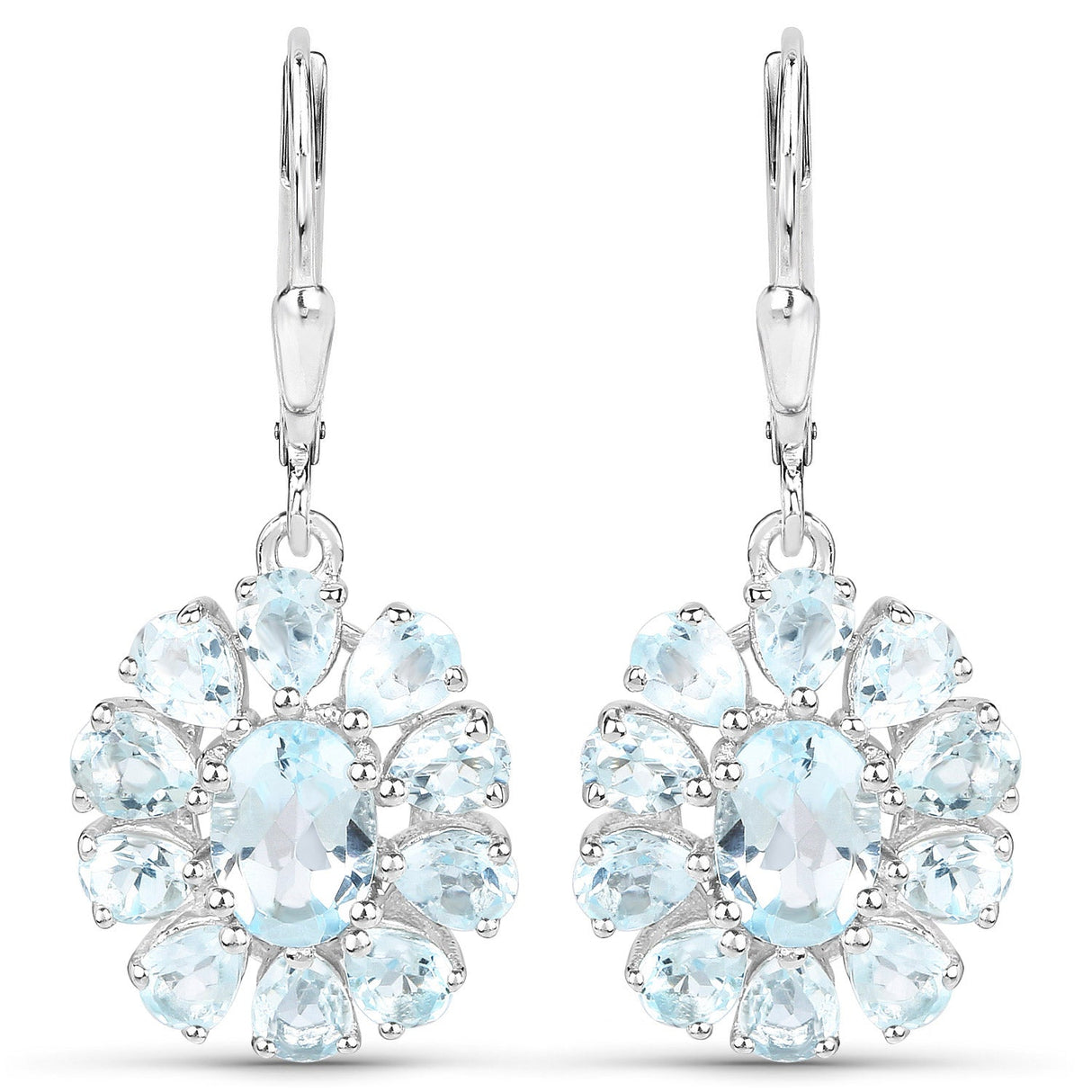 14.02 Carat Genuine Blue Topaz and White Topaz .925 Sterling Silver 3 Piece Jewelry Set (Ring, Earrings, and Pendant w/ Chain)