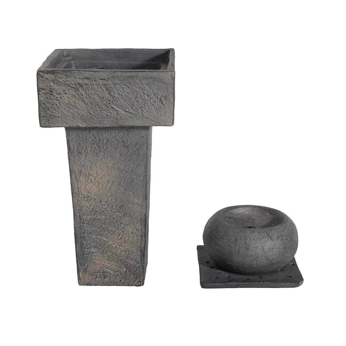 25.59'H Minimalist Concrete Column Fountain with LED Lighting