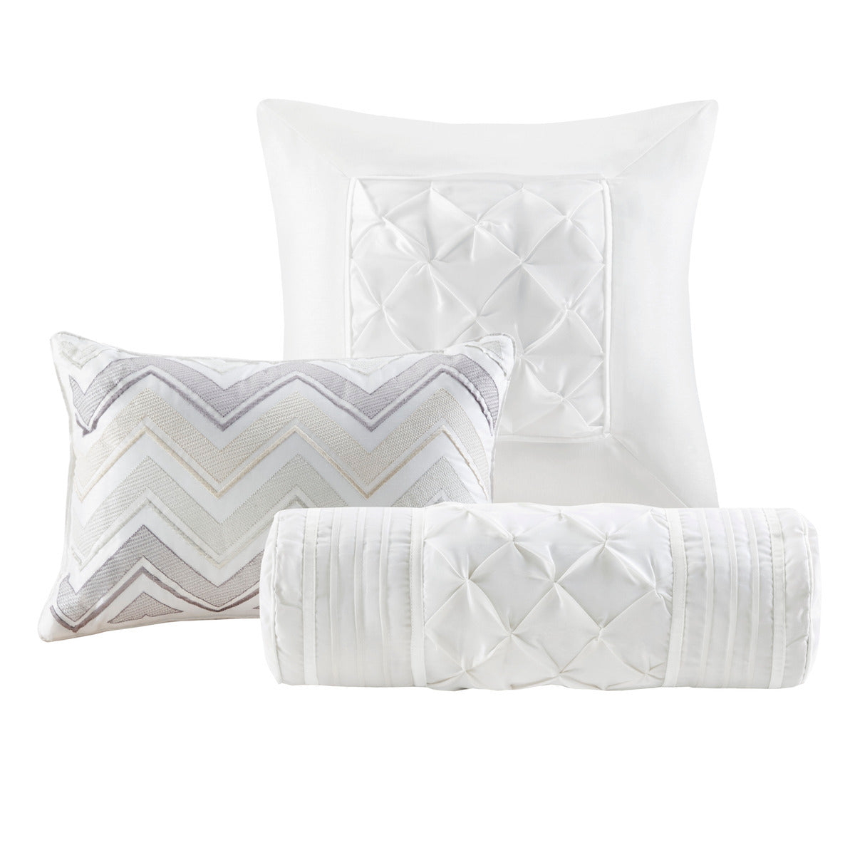 7 Piece Tufted Comforter Set White