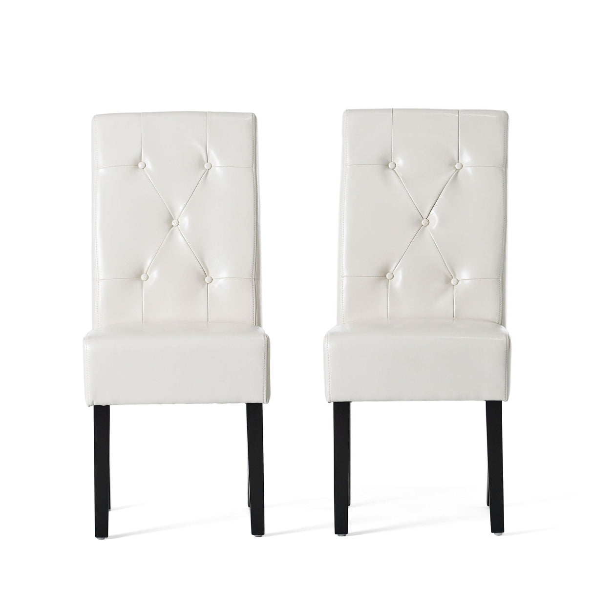 Carter 5 Tuft Dining Chair with Button Tufted Backrest and Espresso Legs - Ivory