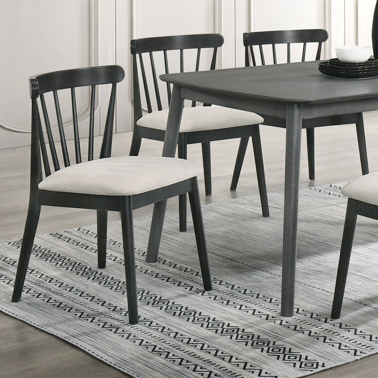 Modern Spindle Back Dining Chairs, Set of 2