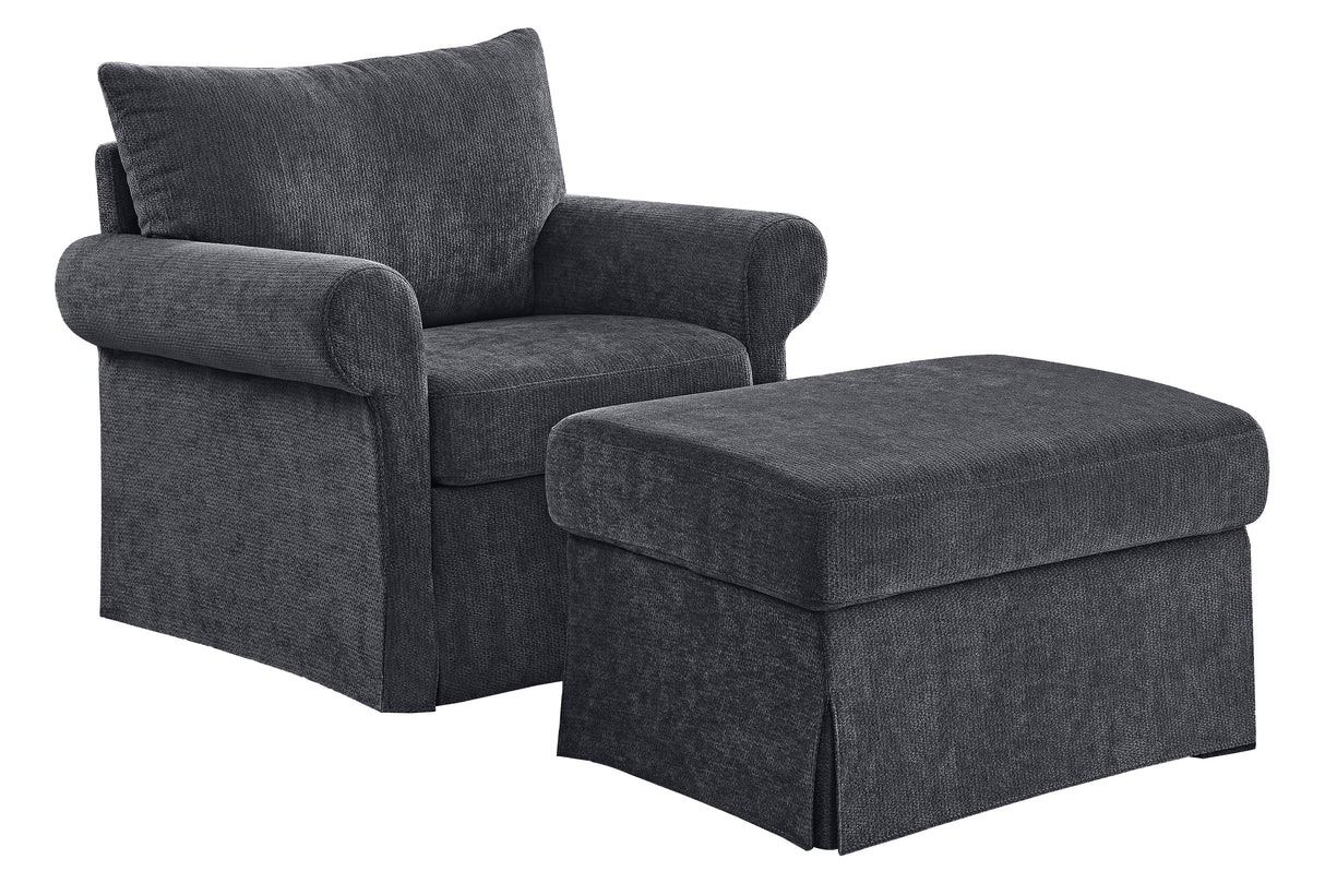 37.5" Accent Chair with Ottoman