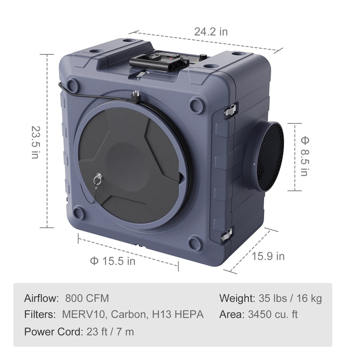 Air Scrubber with 3-Stage Filtration, Stackable Negative Air Machine 800 CFM