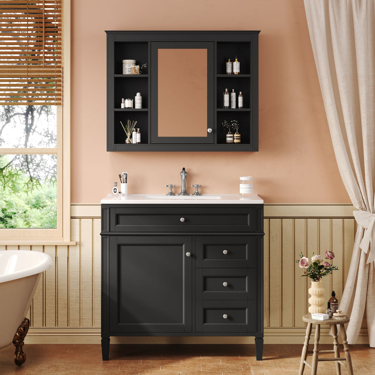 Bathroom Vanity With Top Sink, Storage Cabinet With Mirror