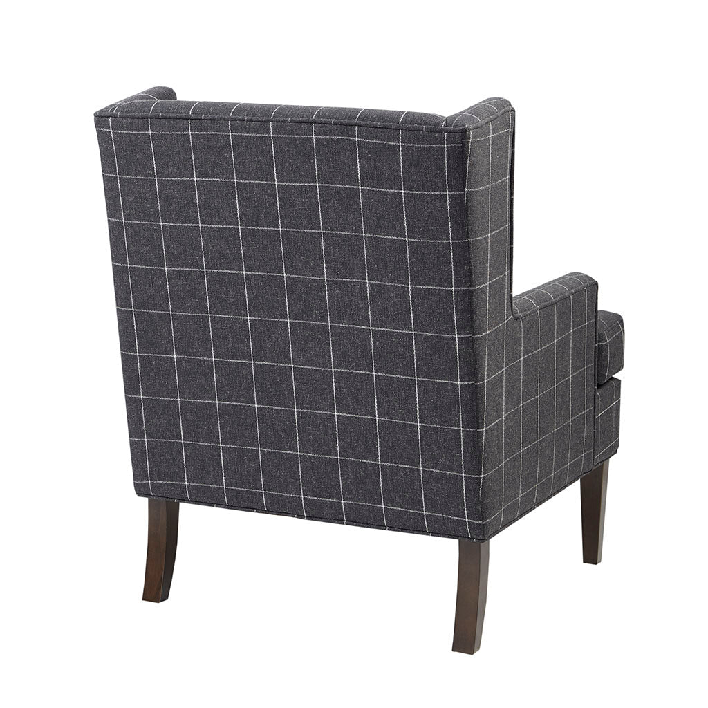 Upholstered Accent Chair with Wing Back and Solid Wood Frame