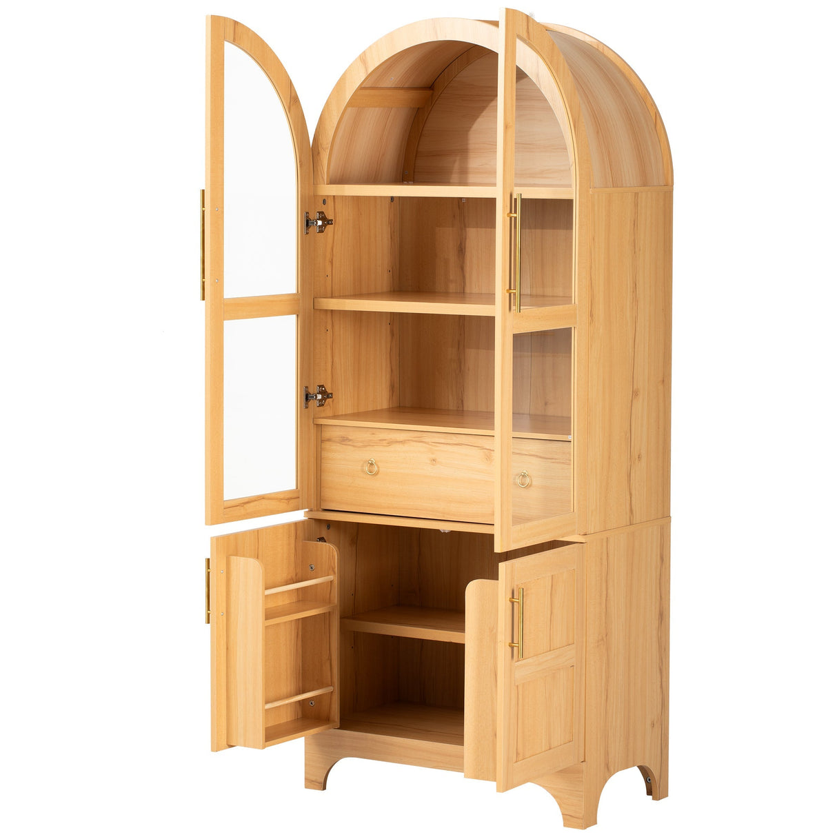 K&K 71' Tall Arched Kitchen Pantry Cabinet with Adjustable Shelves