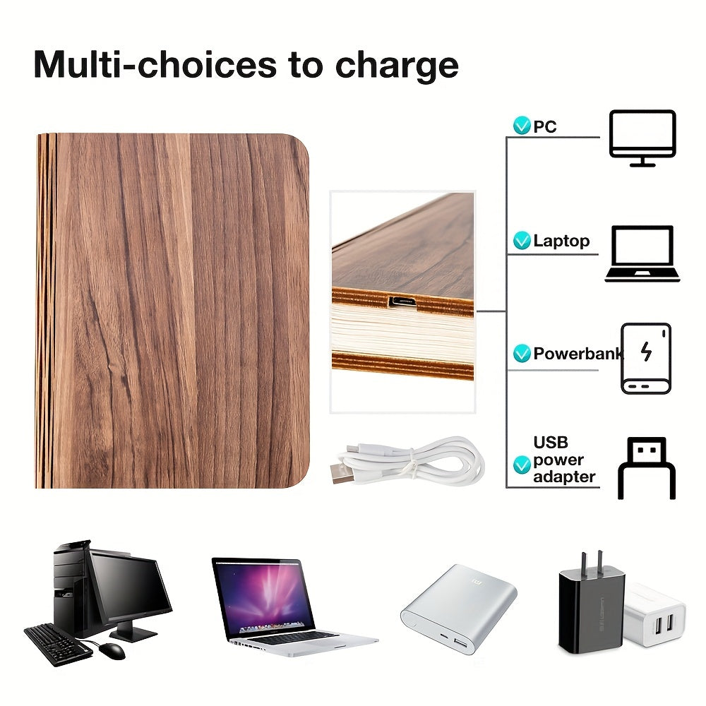 Folding Book Lamp – Rechargeable LED Bedside Light, 3-Color Portable Night Light