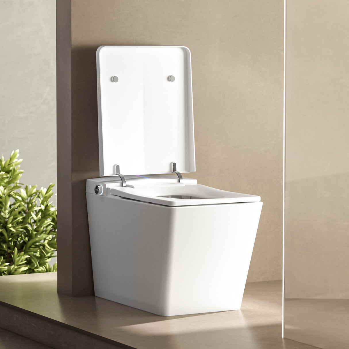 Square Smart Toilet with Built-in Tank for Modern Bathroom