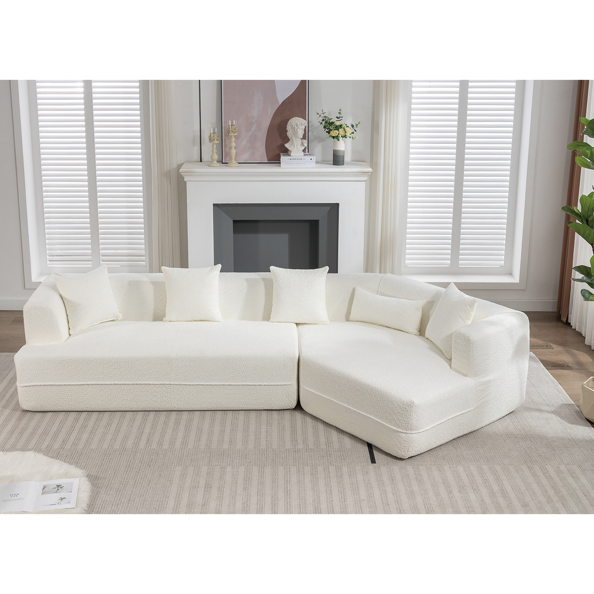 Modular sofa, modern minimalist style sofa, anti-wrinkle fabric, creamy-white