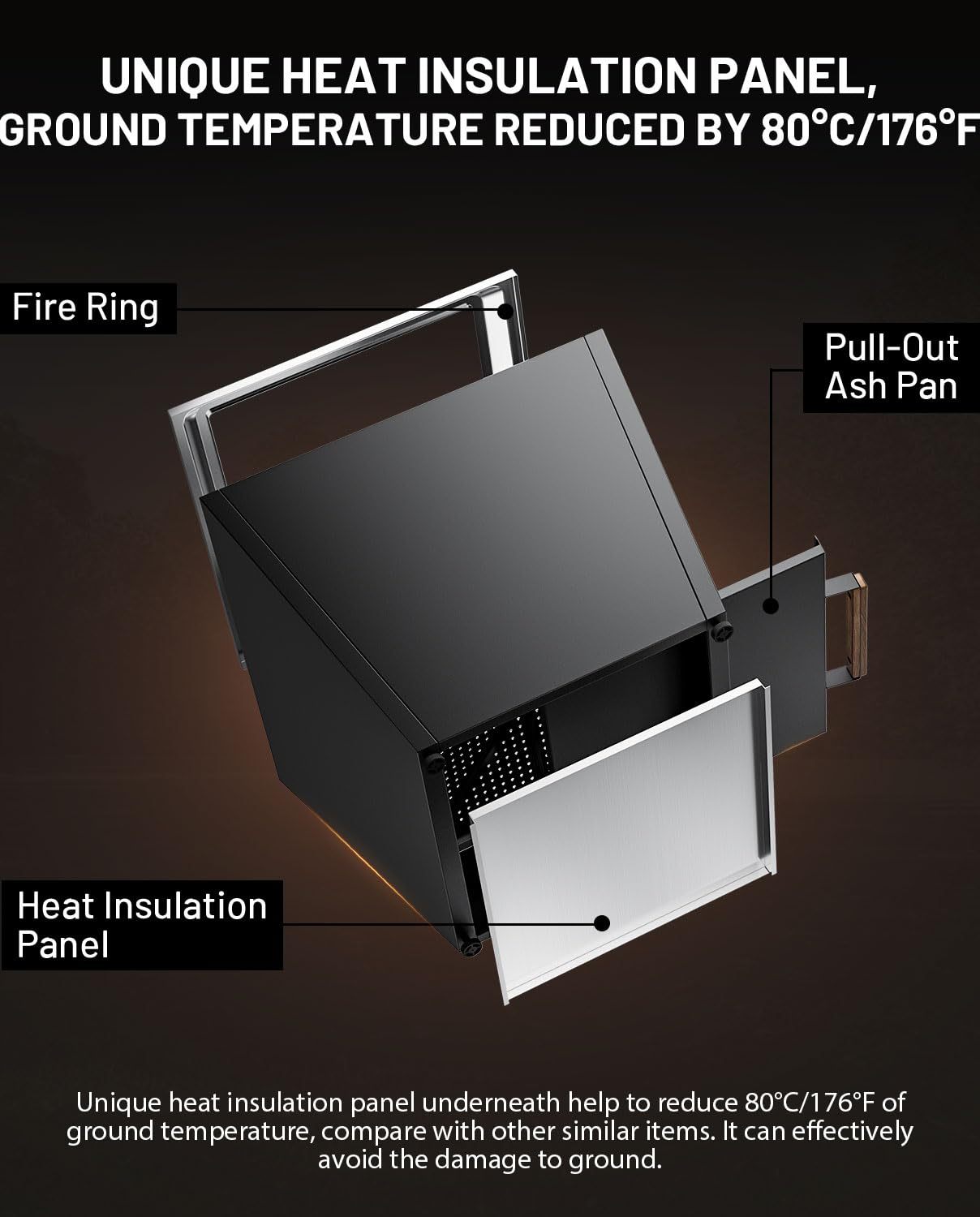 Cyberpit One Pro 25 Inch Smokeless Fire Pit Black