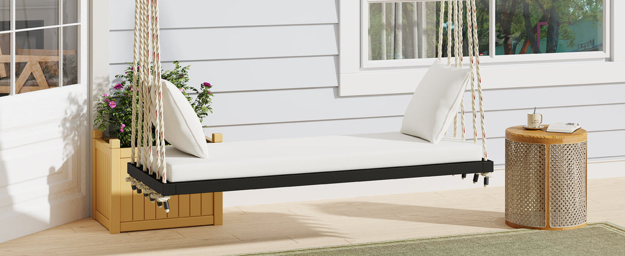 Patio Wooden Swing Chair Hanging Porch Swing Bench