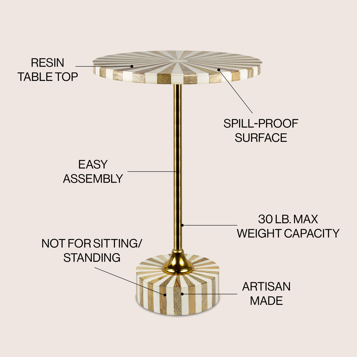 Calix Contemporary Minimalist Metal/Cork Round End Table