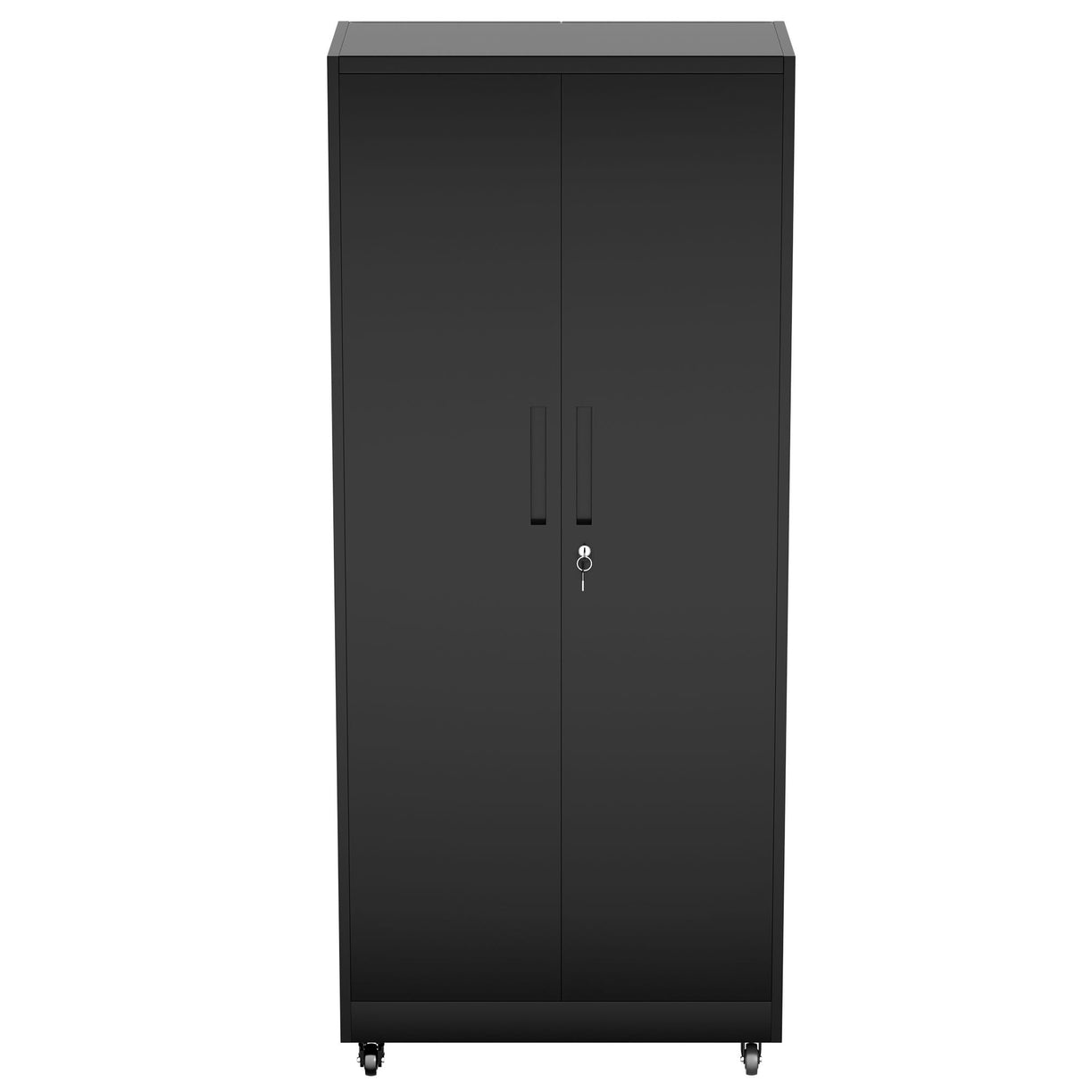 Storage Cabinet With Wheels And Lock, 4 Adjustable Shelves, 3 Point Locking Security, For Tool Organization In Garage - Black