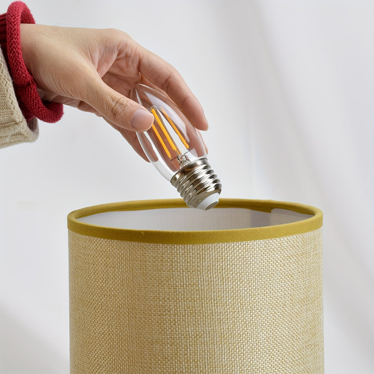 Touch Table Lamp with USB & Outlet – Modern Fabric Shade Bedside Light for Bedroom