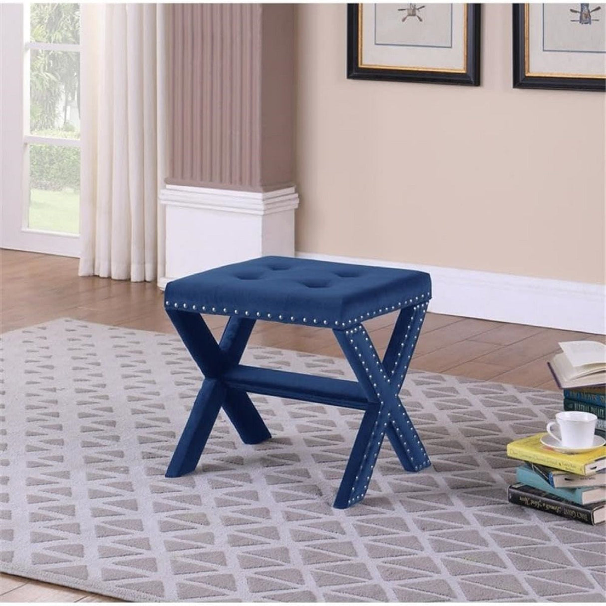 Upholstered Accent Bench With Nailhead Trim