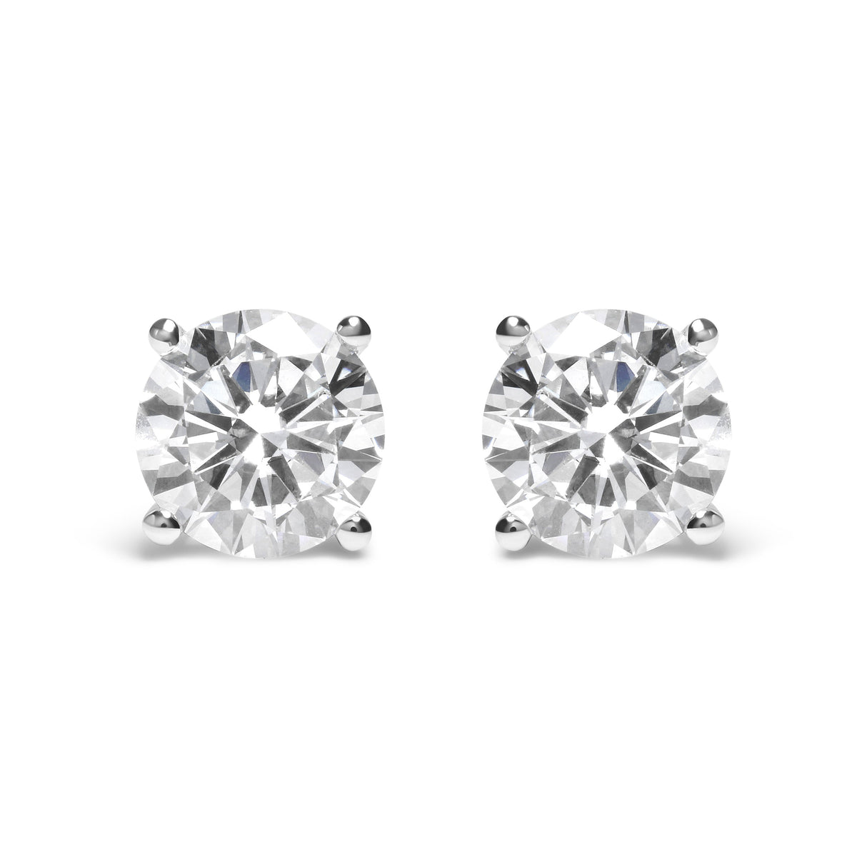 IGI Certified 14K White Gold 5.00 Cttw Round Brilliant-Cut Lab Grown Diamond Classic 4-Prong Stud Earrings with Screw Backs (F-G Color, SI1 Clarity)