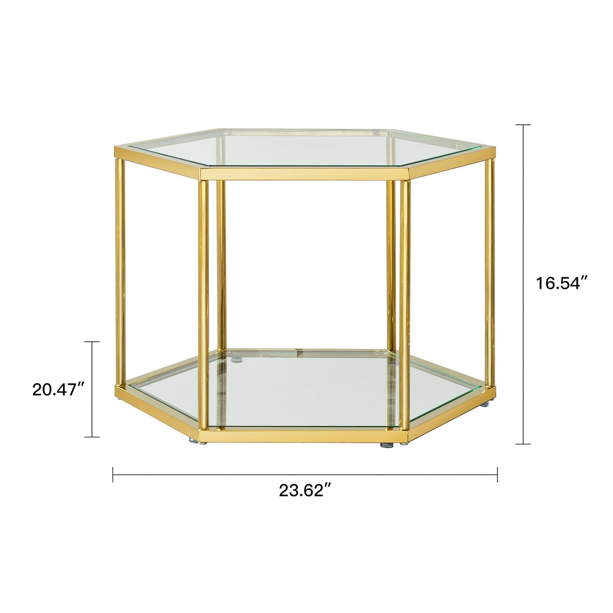 Modern Gold Stainless Steel Coffee Table with Double-Layer Tempered Glass