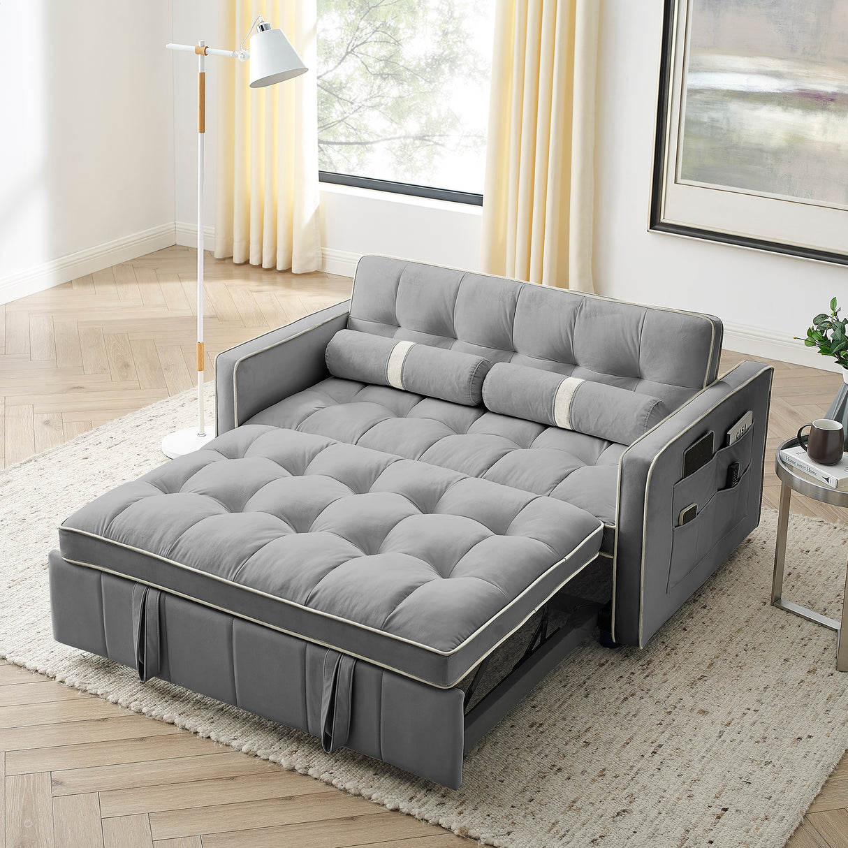 Modern-55.5'-Pull-Out-Sleep-Sofa-Bed-2-Seater-Loveseats-Sofa-Couch-Sofas-&-Sectionals