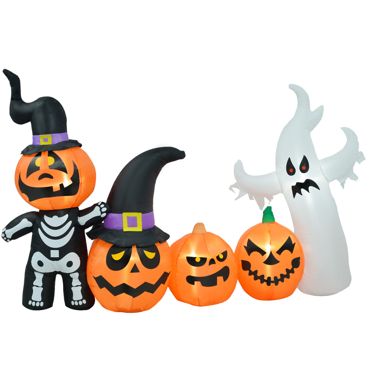 7-Foot Inflatable Pumpkin Ghost Family with LED Illumination