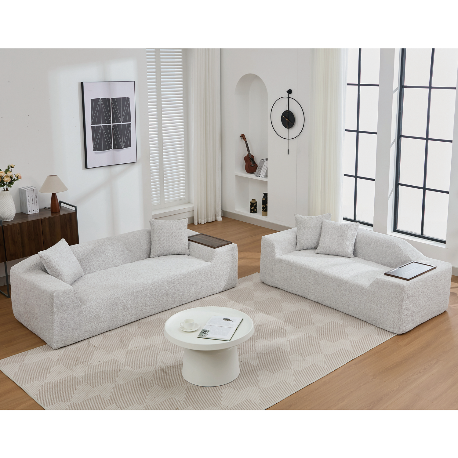 The Sophia Modern Bouclé Two-Piece Sofa Ensemble