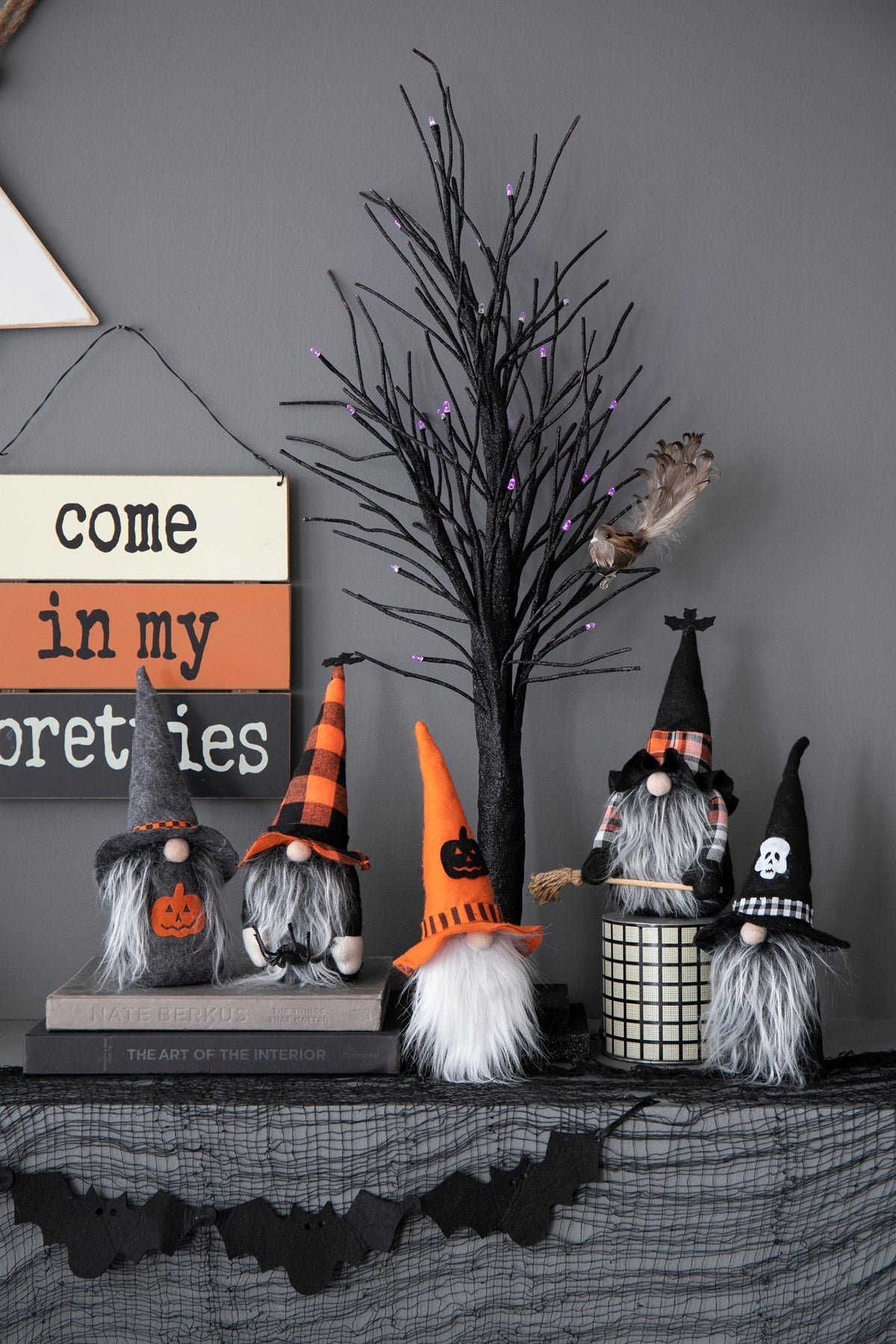 Set of 2, 10.6"H Halloween Gnome Decor