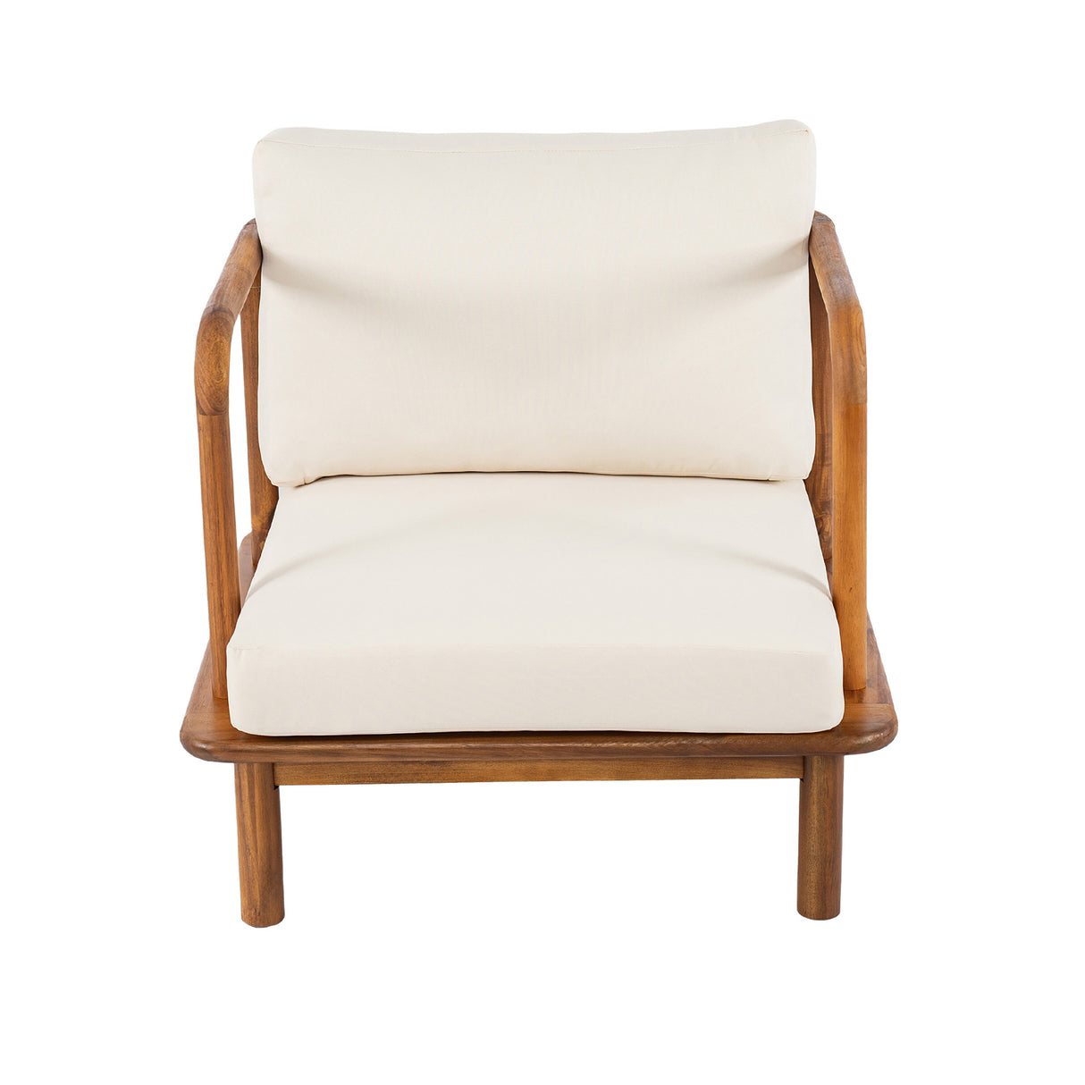 Canape 4-Pieces Acacia Conversation Set with Cream Cushion, Teak