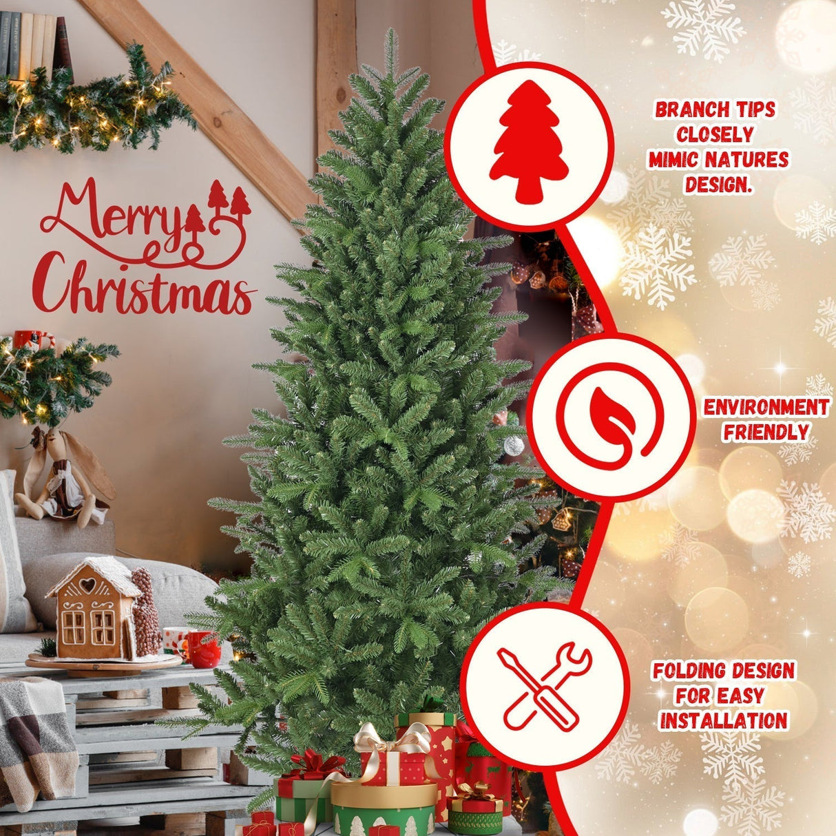 6ft Artificial Christmas Tree with 1168 Branch Tips Full Lush Pine