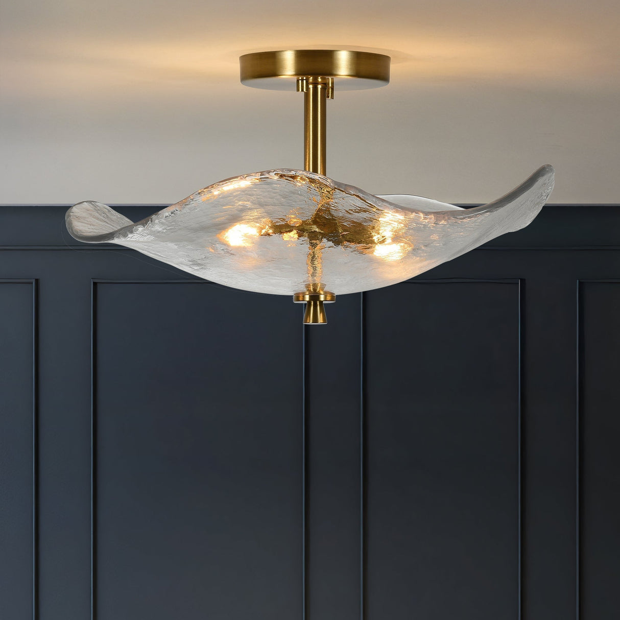 16.5' Glass Semi Flush Mount Ceiling Light Fixture