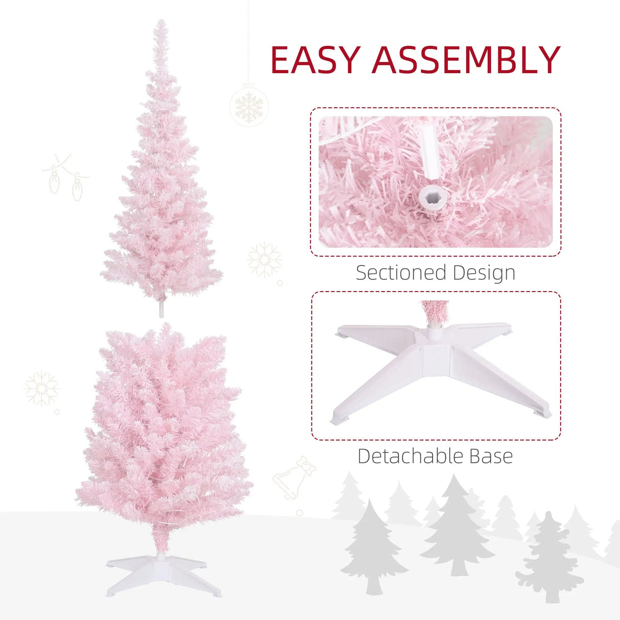 Pink 5ft Pencil Christmas Tree