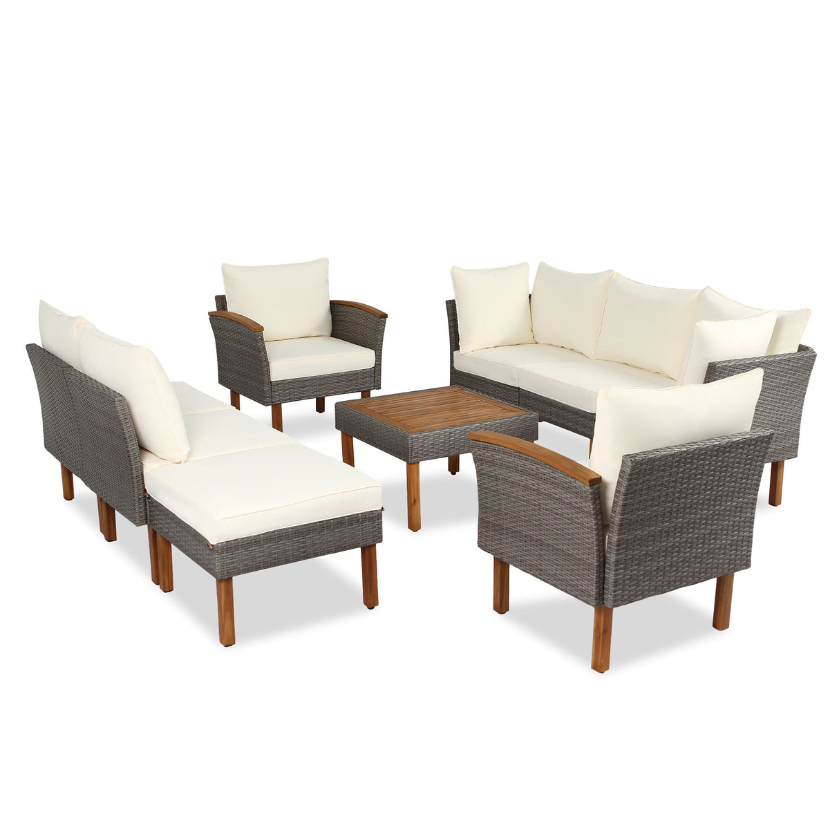 GO 9-Piece Patio Rattan Furniture Set