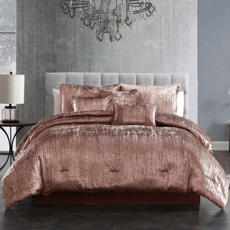 Blush-Crinkle-Velvet-7Pc-Bedding-Ensemble-Quilts-&-Comforters