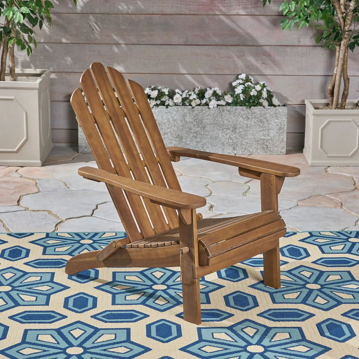 Aurascape Outdoor Acacia Wood Foldable Adirondack Chair